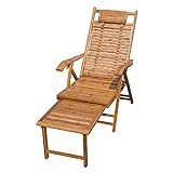 HAIYU- Sedia Sdraio in bambù Poltrone Reclinabile da Giardino Poltrone Salotto per Terrazza con Poggiapiedi Estraibile Poggiatesta Curvo, Cuscino Disponibile (Color : Chair)