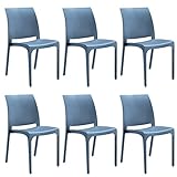 set di sedie poltrone da giardino in plastica design moderno (Blue, 6)